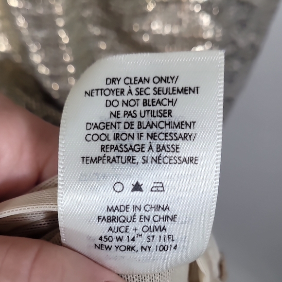 Alice + Olivia Delora Metallic Gold Midi Dress Size 2 Bodycon Cocktail Formal - Picture 7 of 16